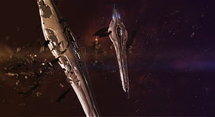 two silver blades wallpaper, artwork, science fiction, space, spaceship