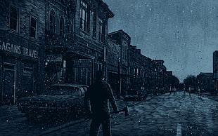 Silent Hill, snow, car, digital art HD wallpaper