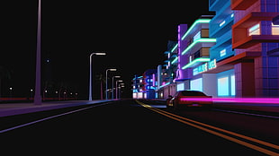 car on road digital painting, city, urban, street, car HD wallpaper