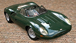 green coupe scale model HD wallpaper