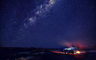 black vehicle, stars, space, galaxy, Milky Way