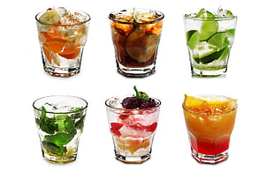 six assorted cocktails HD wallpaper
