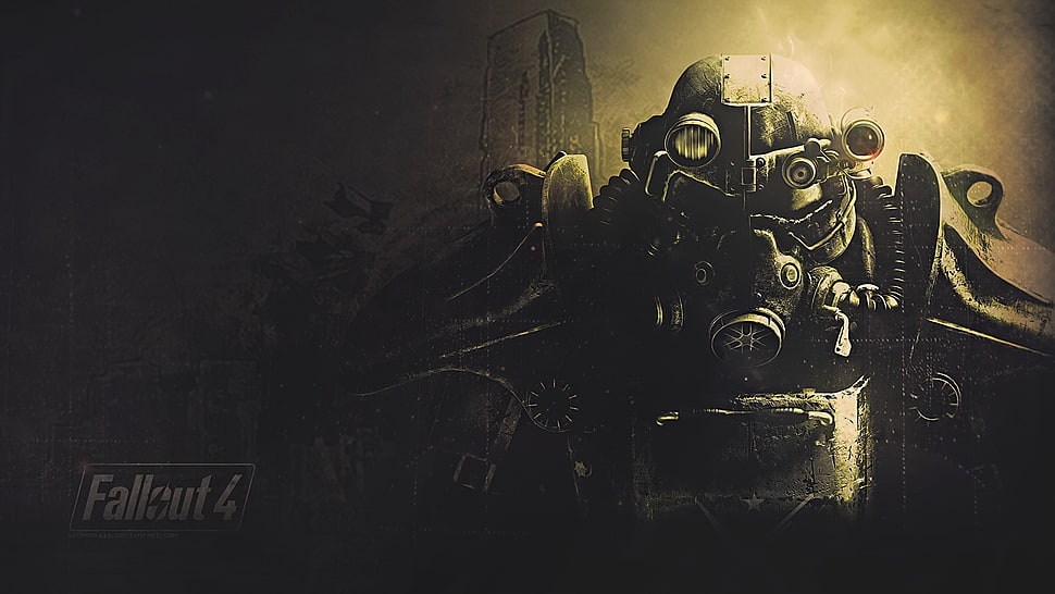 Fallout 4 game cover, Fallout 4, fan art, power armor, Fallout HD wallpaper