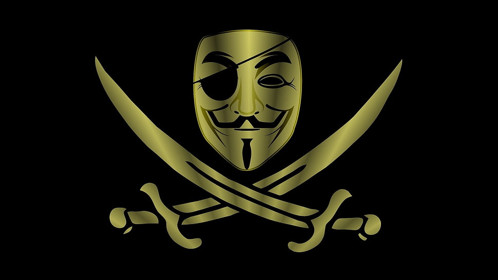 silver sword and mask logo HD wallpaper