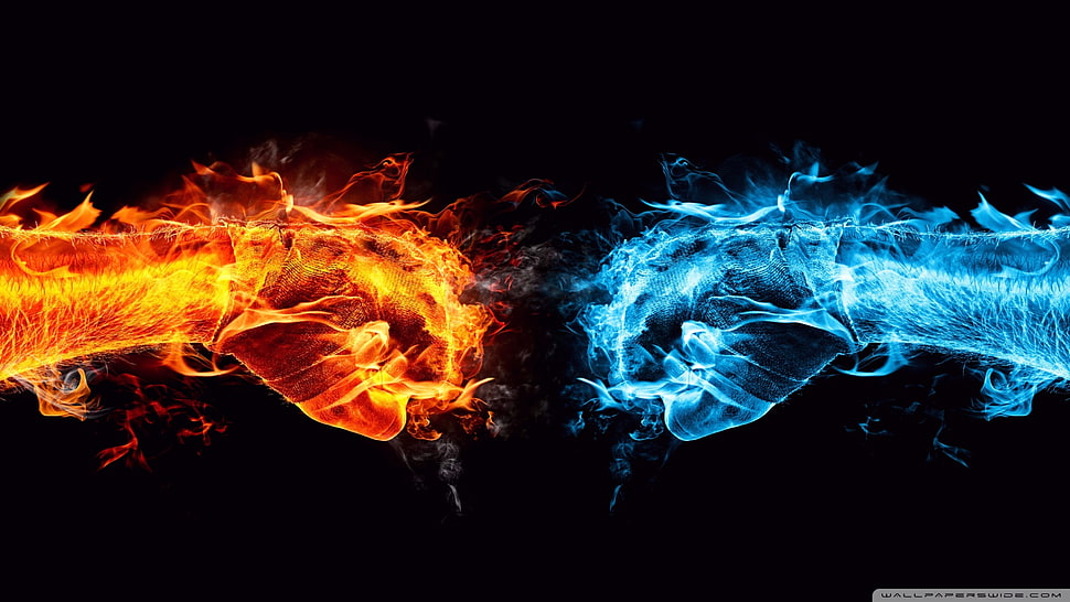 blue and red lights HD wallpaper