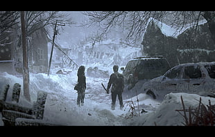 person holding bar, The Last of Us, snow, abandoned, apocalyptic