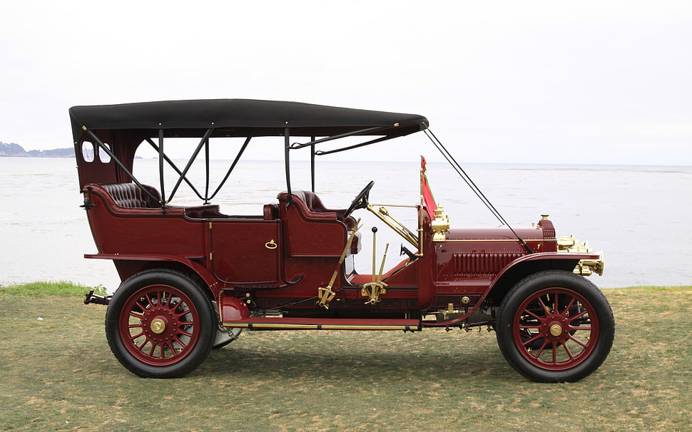 vintage red car, Daimler, 1908, vintage, Oldtimer, car HD wallpaper