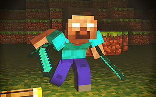 Minecraft character holding sword