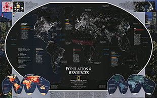 National Geographic Population & Resources advertisement, world map, infographics
