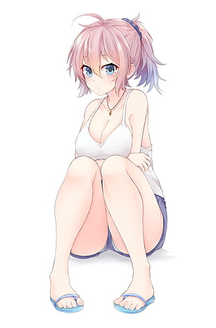 Aoba (kancolle), breast hold, cleavage, feet