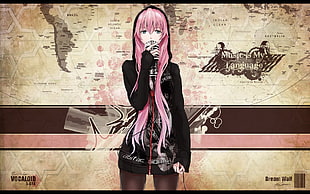 pink haired anime girl illustration