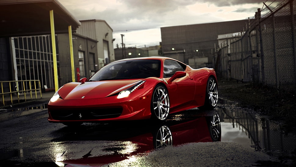 red sports car HD wallpaper