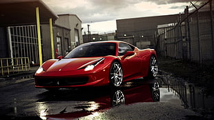 red sports car HD wallpaper