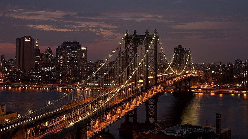 Brooklyn Bridge, city, USA, New York City, bridge HD wallpaper