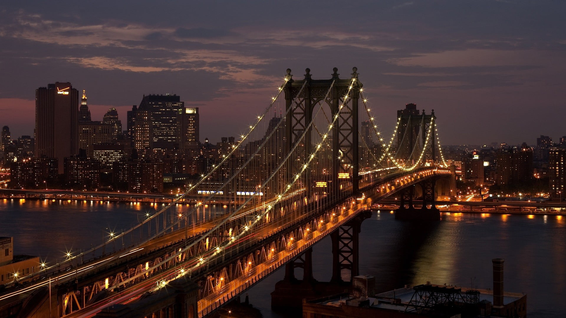 Brooklyn Bridge, city, USA, New York City, bridge