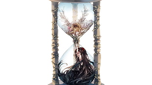 gray hour glass, hourglasses, original characters HD wallpaper