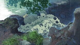 painting of body of water, The Garden of Words, anime, animation, Makoto Shinkai  HD wallpaper