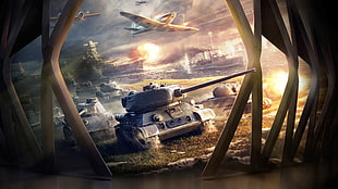 Battletank and assorted battle machines wallpaper HD wallpaper
