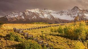 brown wooden fence and mountain during daytime