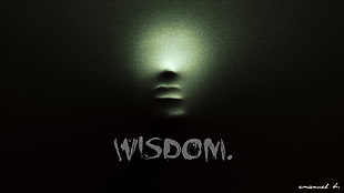 Wisdom poster, quote, face, dark, typography