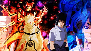 Naruto digital wallpaper, Uchiha Sasuke, Uzumaki Naruto, Ashura Otsutsuki, ŌTsutsuki Indra