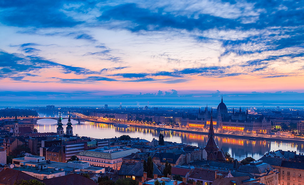 white concrete building during sunset, budapest HD wallpaper