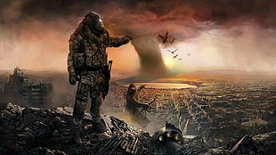 game digital wallpaper, video games, apocalyptic, bats, soldier