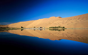 body of water, desert, sky, nature, reflection