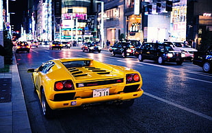 yellow sports car, Lamborghini Diablo, car, Lamborghini, Japan