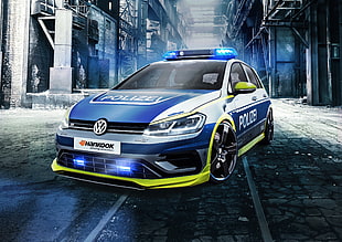 Volkswagen Police car on gray surface HD wallpaper