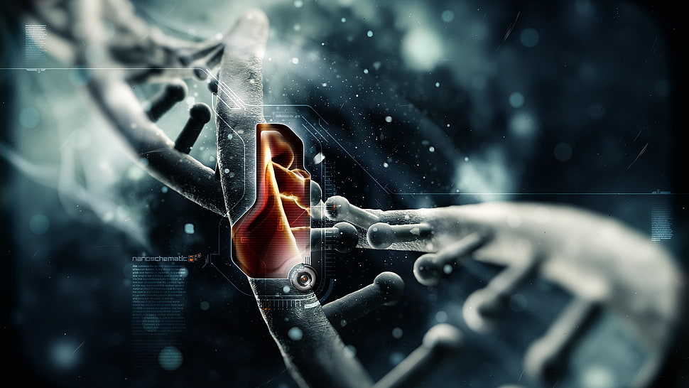 DNA digital wallpaper, genetics, anime, simple background, simple HD wallpaper