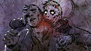 person biting other person's neck illustration, video games, Deadlight, zombies