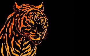 orange and black Bengal Tiger illustration HD wallpaper