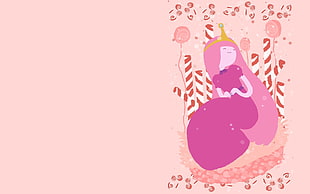 white and pink Hello Kitty print textile, Adventure Time, Princess Bubblegum HD wallpaper