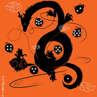 black dragon illustration, anime, Dragon Ball, Son Goku, Shenron