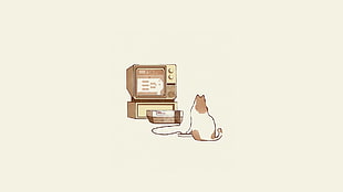 cat playing game console illustration, simple background, Dan Burgess, minimalism, artwork