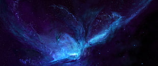 blue and purple galaxy, ultra-wide, photography, space art