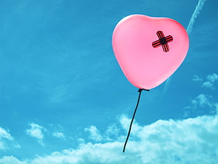 heart shaped pink balloon HD wallpaper