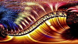 fireworks on beam digital wallpaper HD wallpaper