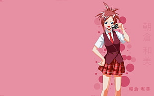 female anime character holding camera HD wallpaper