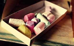 photo of assorted-color chalks in box