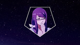 woman wearing purple-framed eyeglasses 2D character