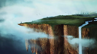 waterfalls illustration, artwork, Monstercat HD wallpaper