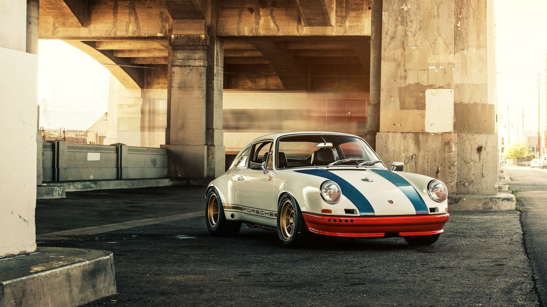 white Porsche coupe under bridge, car, Porsche, Porsche 911