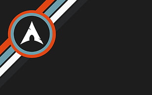 triangular white, gray, and orange logo