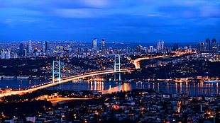 aerial view of metropolitan Istanbul, Turkey bridge HD wallpaper