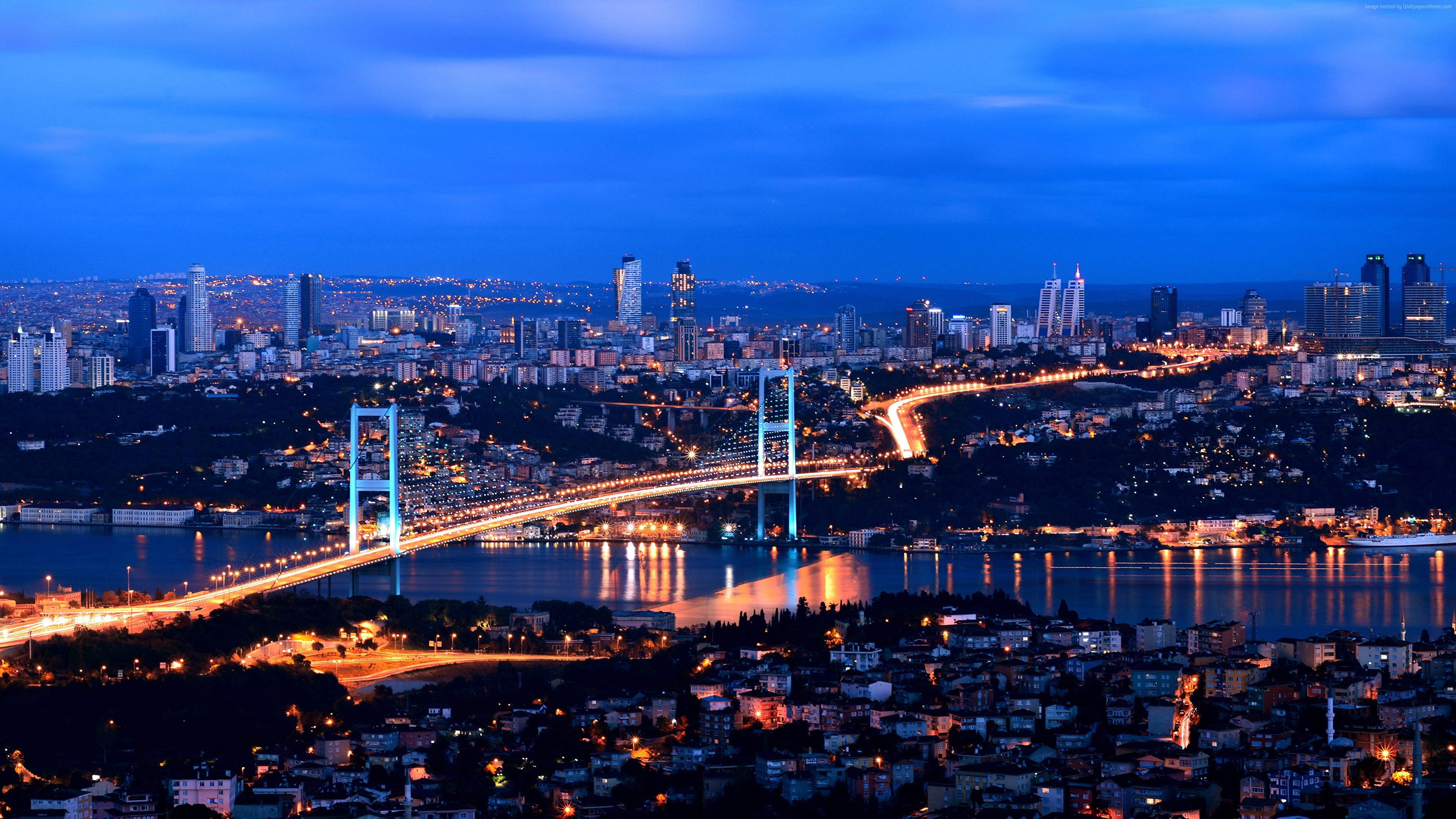 aerial view of metropolitan Istanbul, Turkey bridge