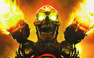 skeleton with flame thrower