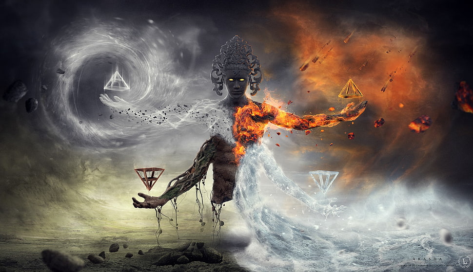 four element graphic artwork HD wallpaper