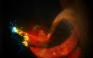 red, yellow, and black abstract digital wallpaper